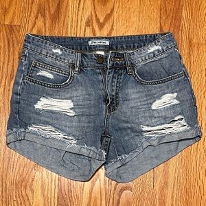 Billabong Coast Ryder Medium Wash Distressed Denim Shorts Size 24
